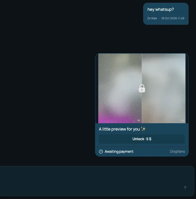 A sent Dropfans paid drop awaiting payment in Telestars