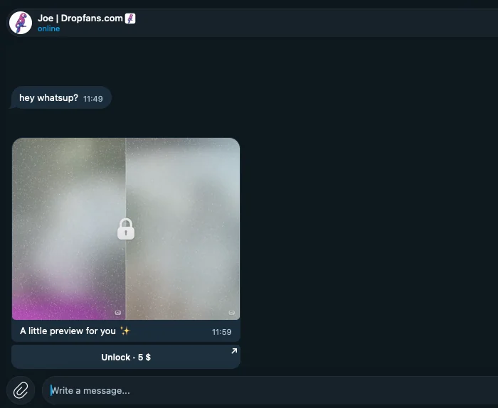 What the fan sees in Telegram